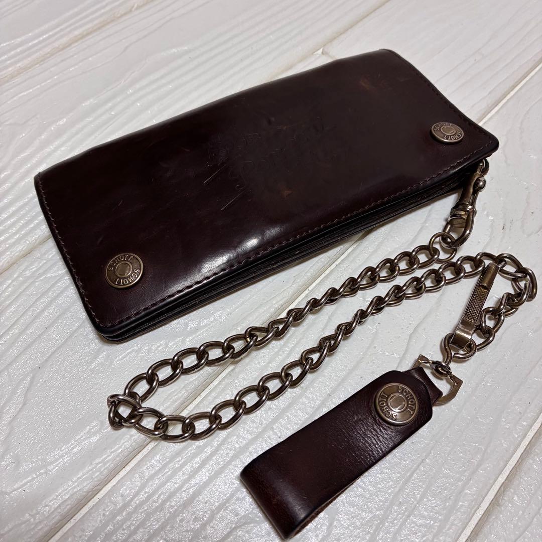 Sch￼ott ブラウンレザー ウォレットチェーン　ショット