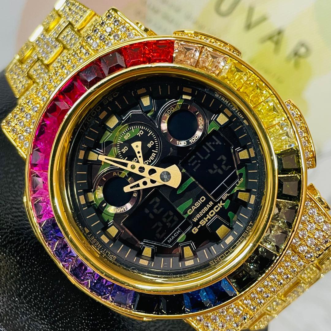 【新品】CASIO G-SHOCK レインボーカスタム仕様 腕時計 GA-100