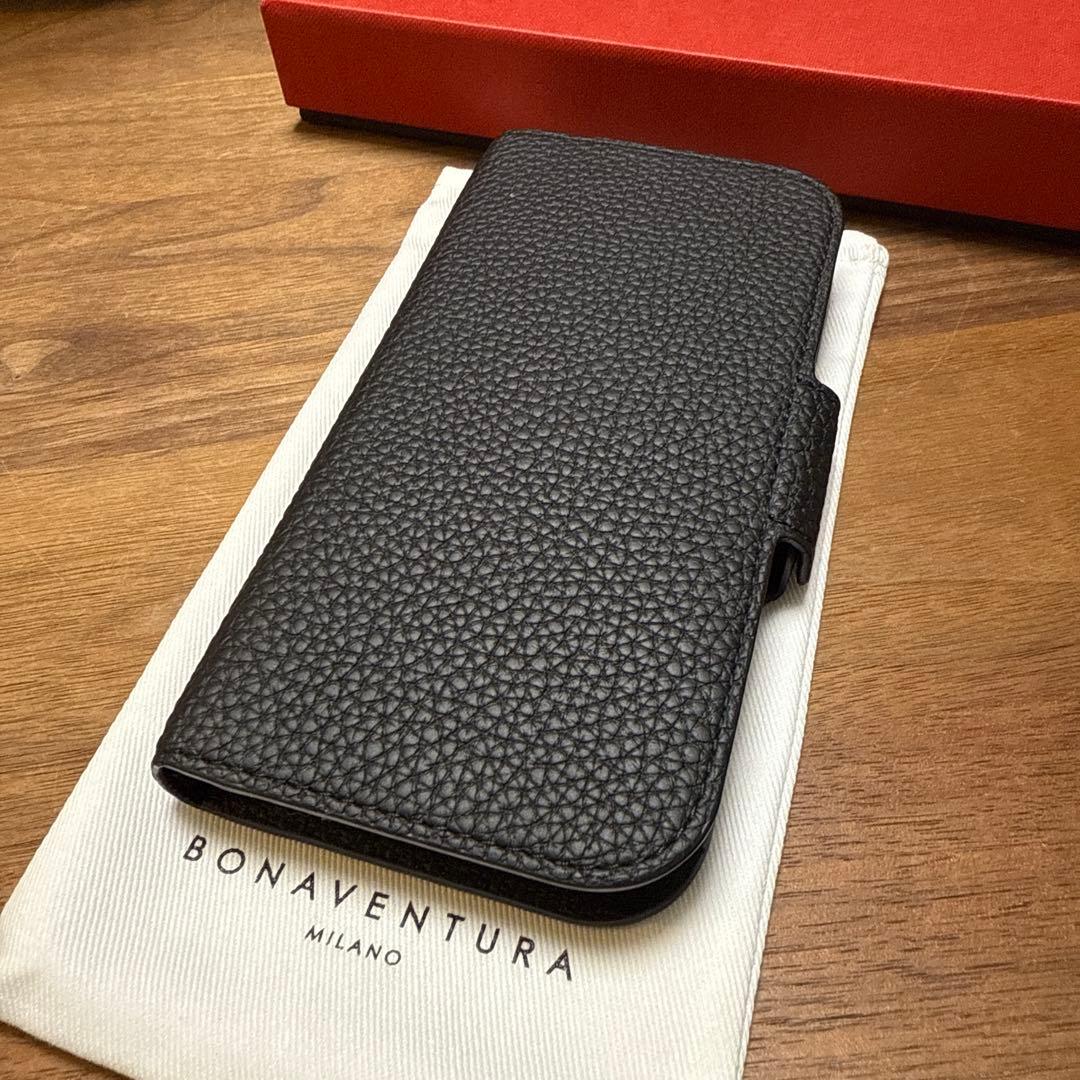 ボナベンチュラiPhone16Proケース　手帳型　ブラック