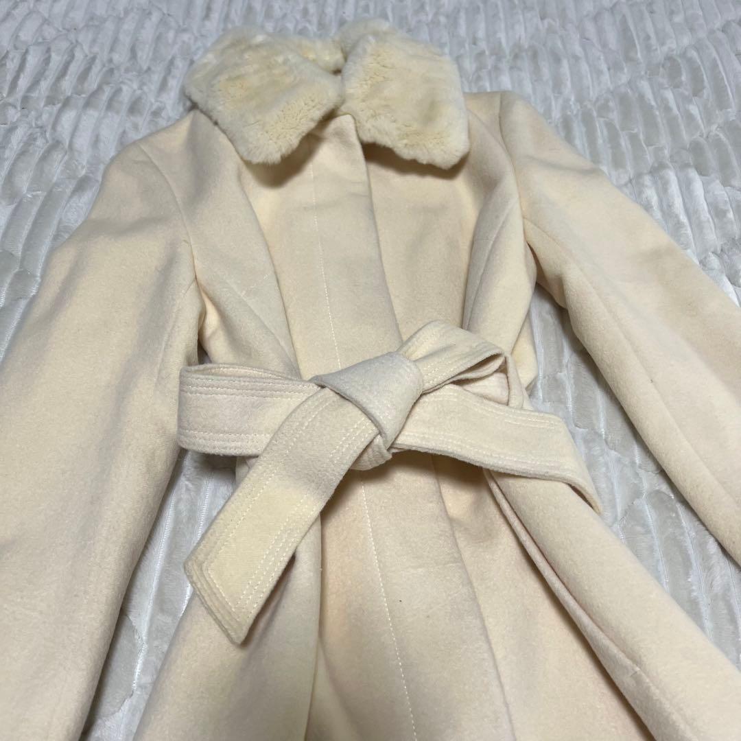 【a3880】エフデ 新品 フォックスファーアンゴラコート ベージュ M