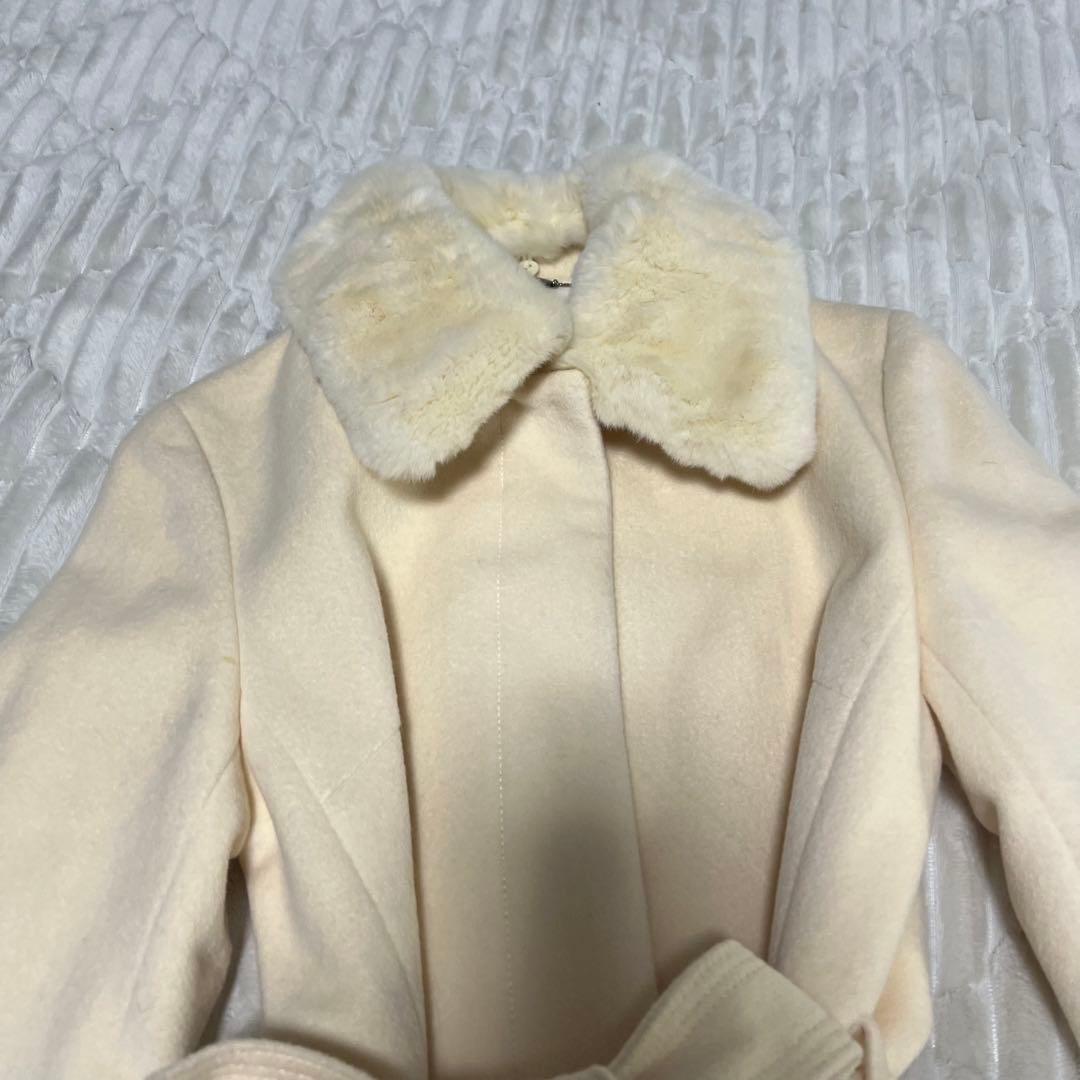 【a3880】エフデ 新品 フォックスファーアンゴラコート ベージュ M