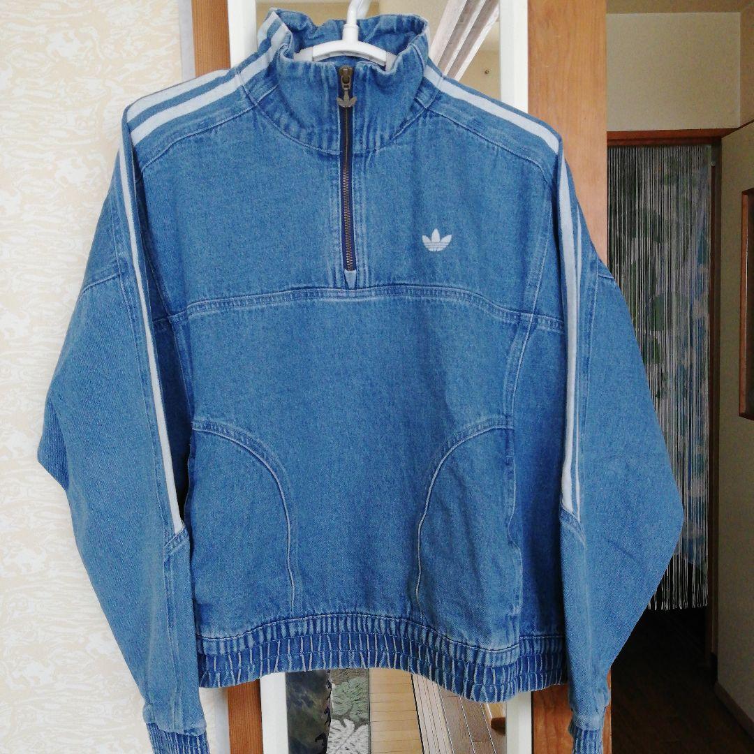 adidas デニムハーフジップ