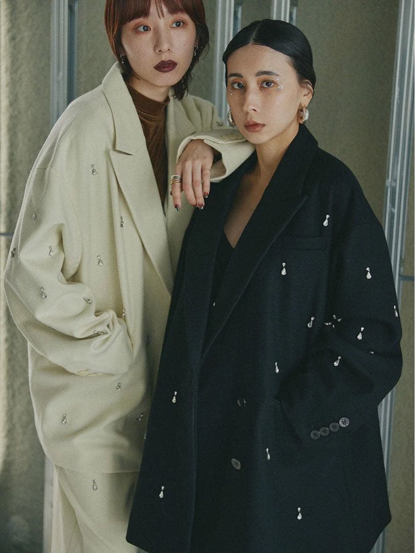 Ameri UND ELSA BIJOU WOOL JACKET ブラック M