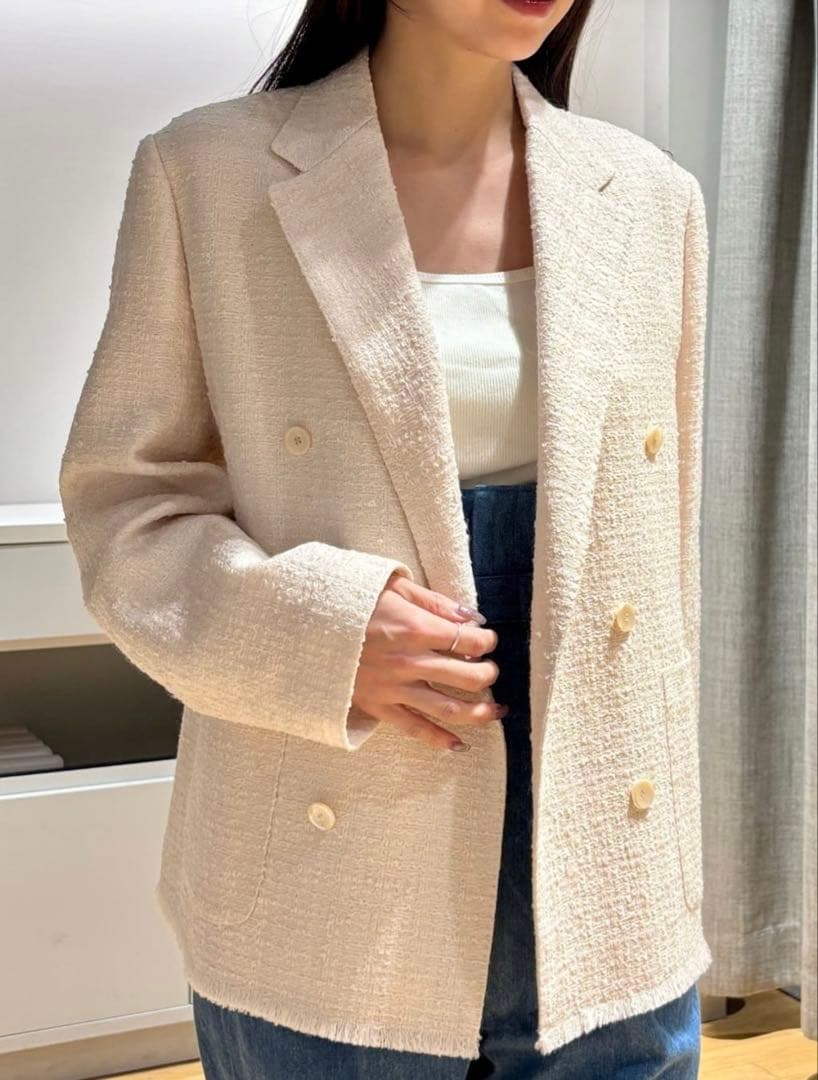 【新品未使用】DRAWER ツイードフリンジテーラードジャケット