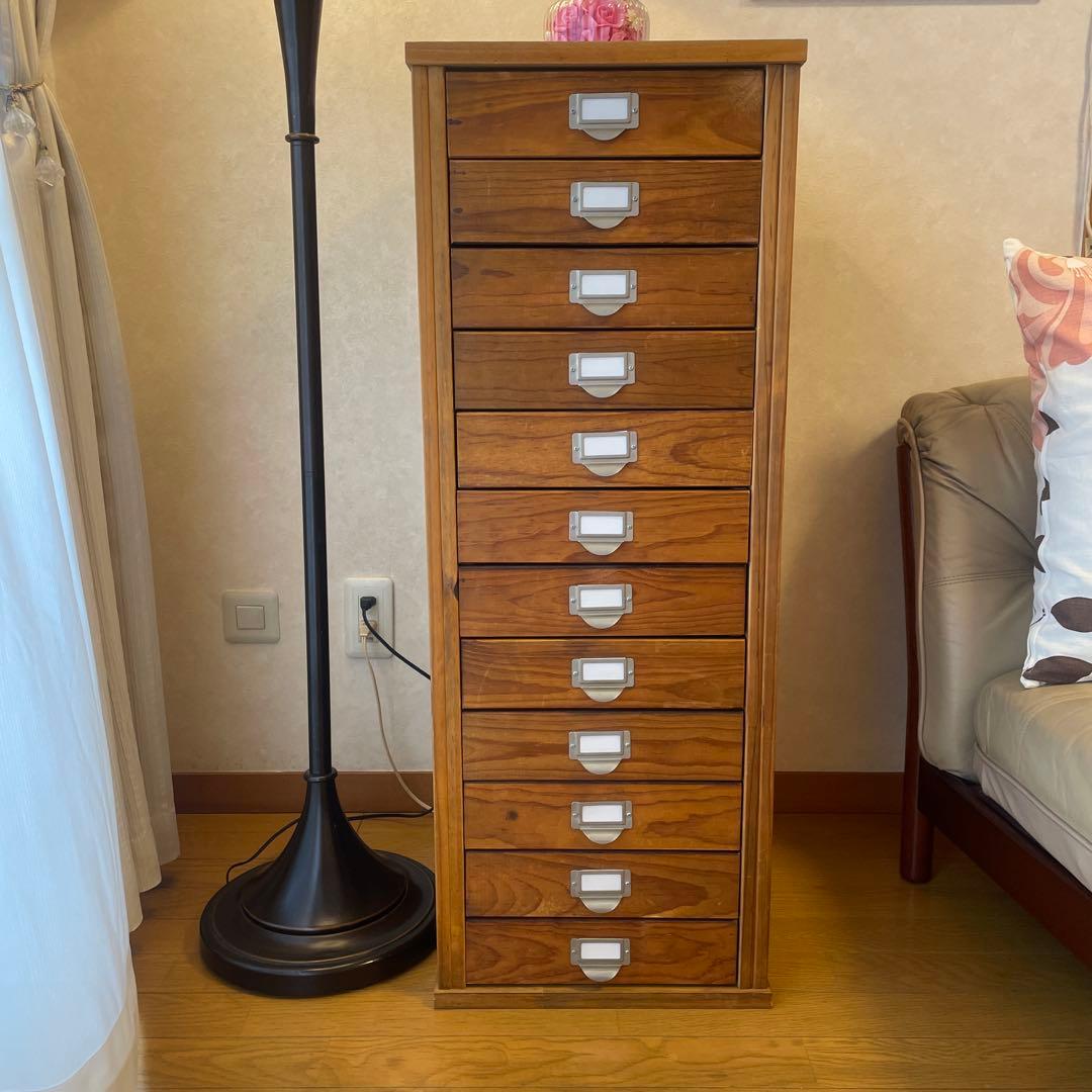 木製 12段チェスト ライトブラウン