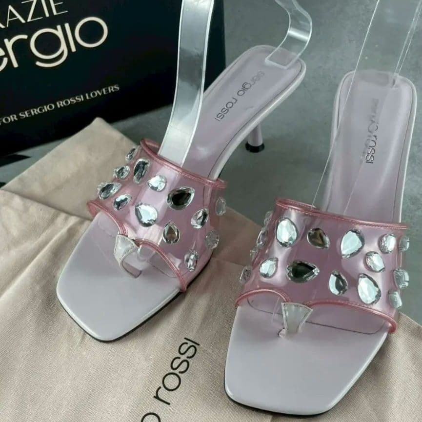 定価12万✨セルジオロッシ 2001年復刻ミュールサンダル ピンク×クォーツォ