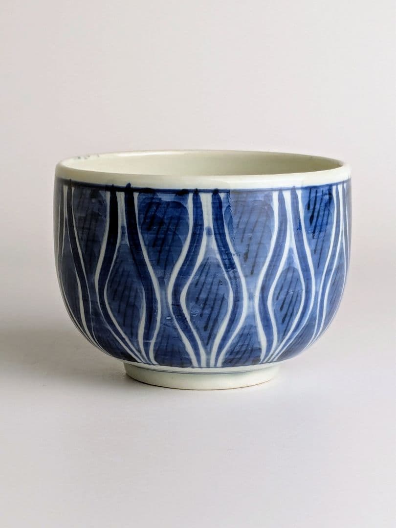 古伊万里　染付よろけ文ころ茶碗　19世紀　　ころ茶碗　そば猪口　ぐい呑　湯呑